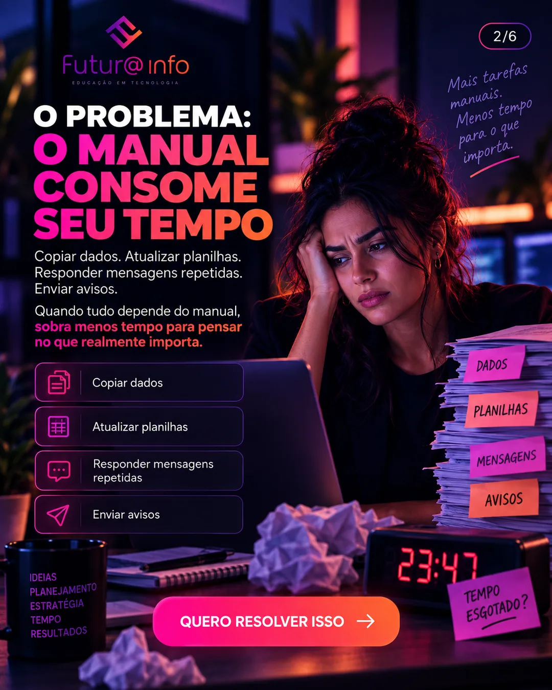 Campanha Futur@ Info N8N — Carrossel slide 2